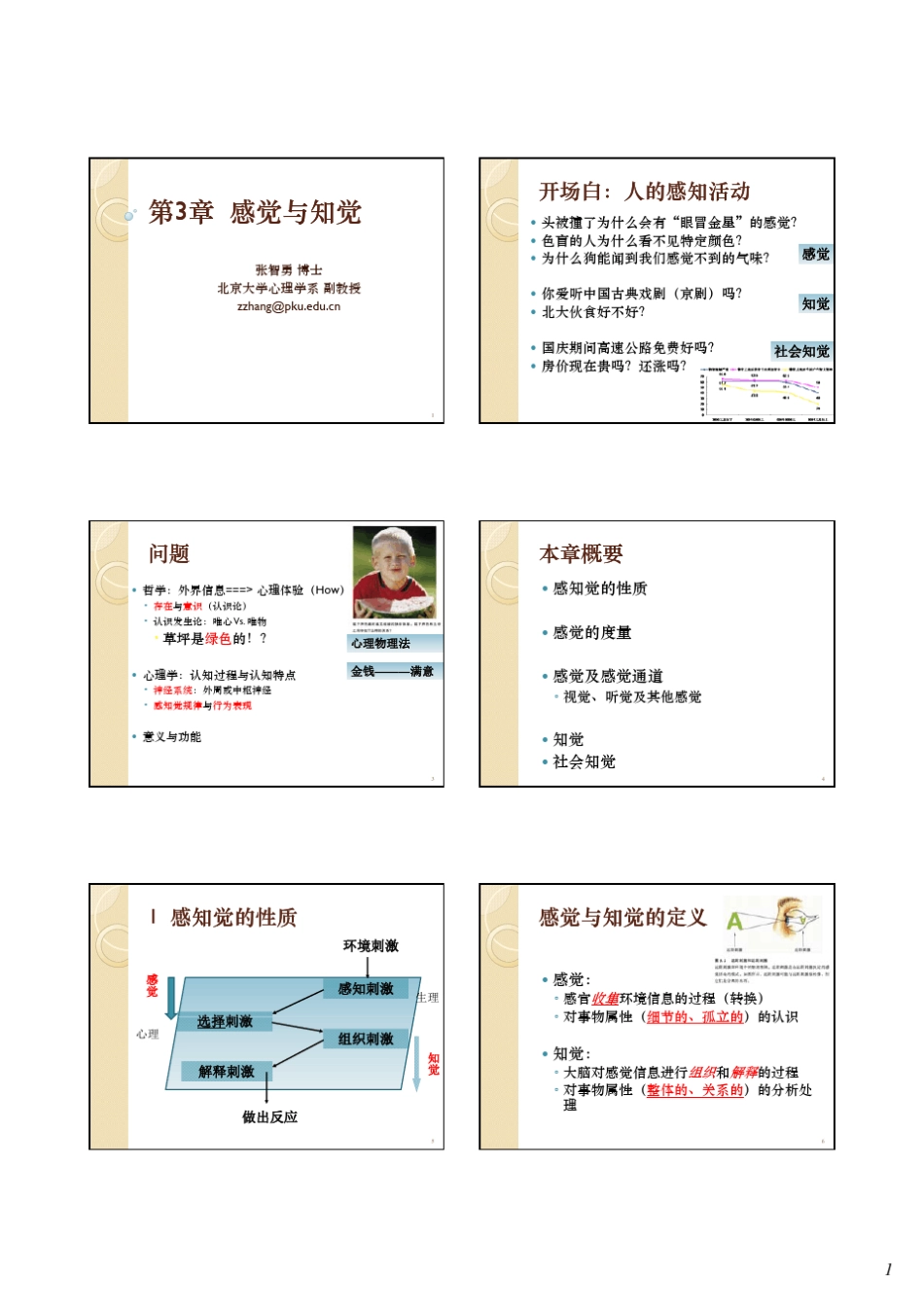 北大心理学概论课件03感觉与知觉_第1页