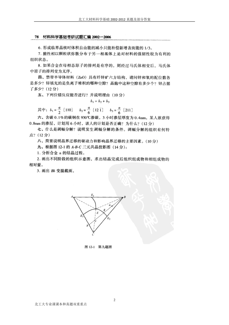 北工大材料科学基础20022012真题及部分答案_第2页