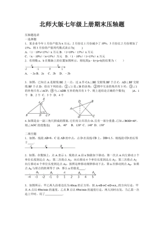 北师大版七年级上册期末压轴题