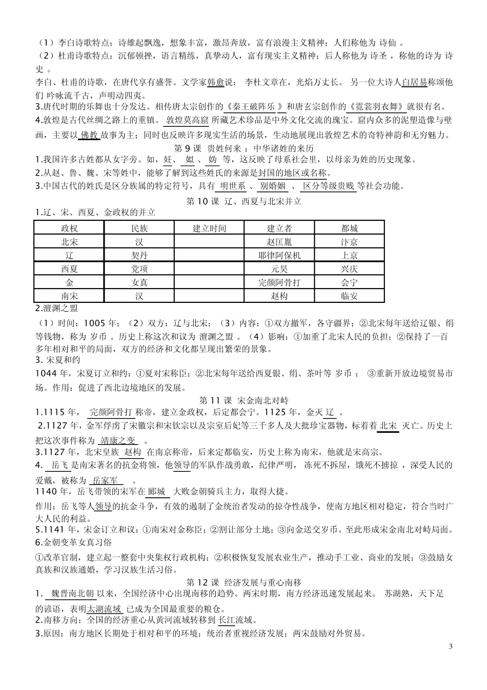 北师大版七年级历史下册复习提纲_第3页