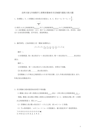 北师大版七年级数学上册期末数轴有关压轴题专题复习练习题