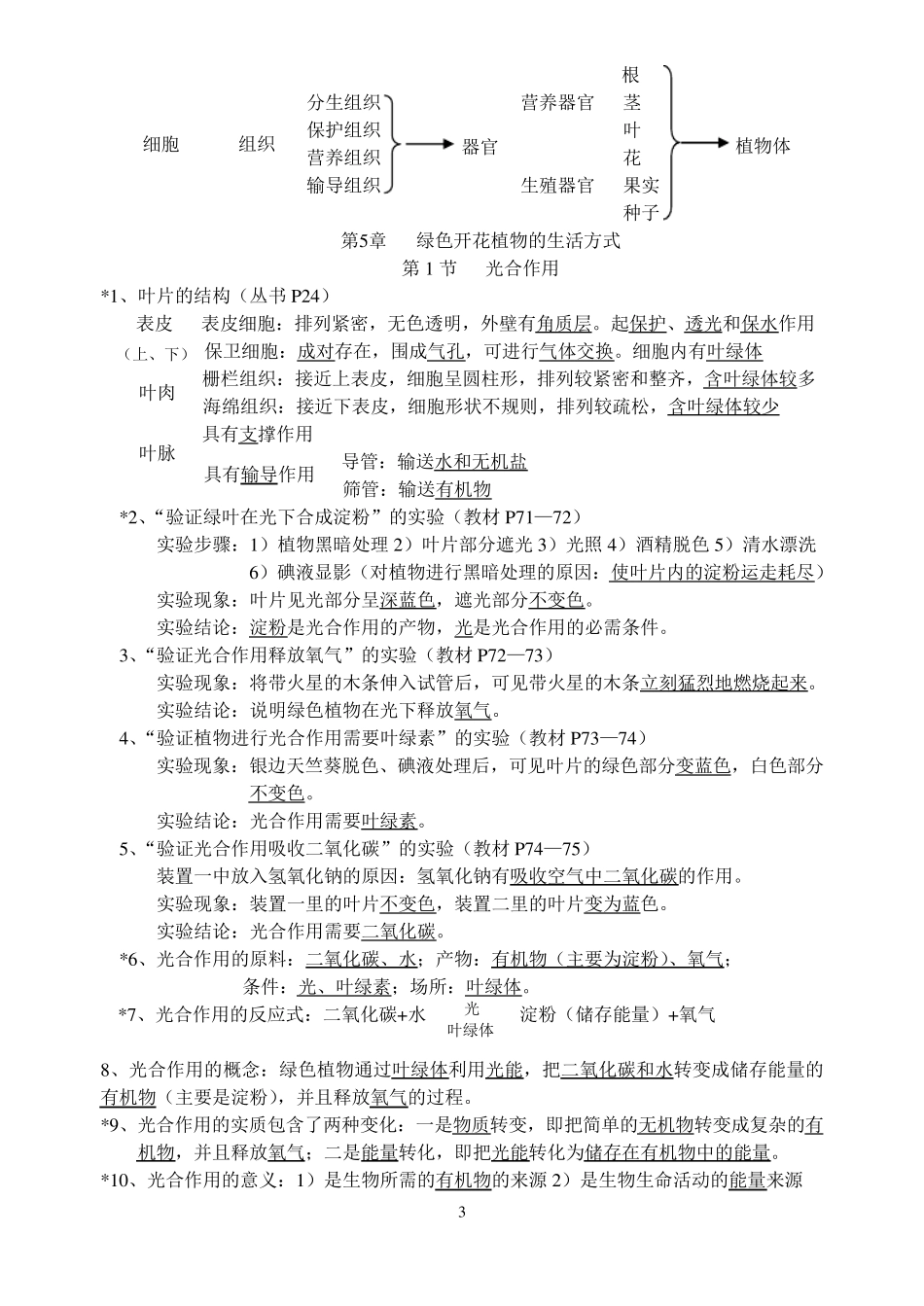 北师大版七年级生物(上)复习提纲_第3页