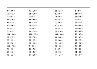北师大版二年级上册：100以内加减法口算卡