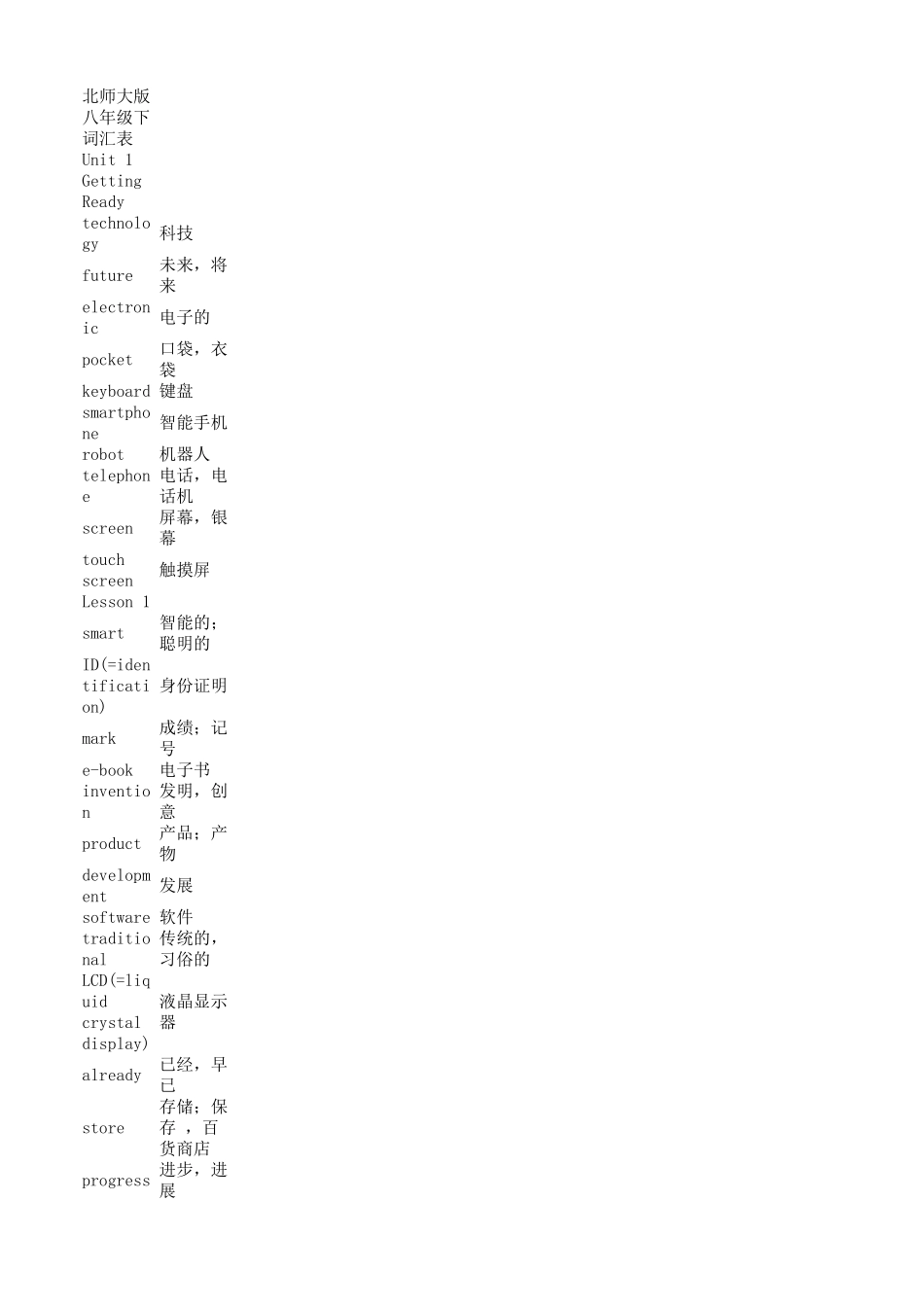 北师大版八年级下词汇表_第1页