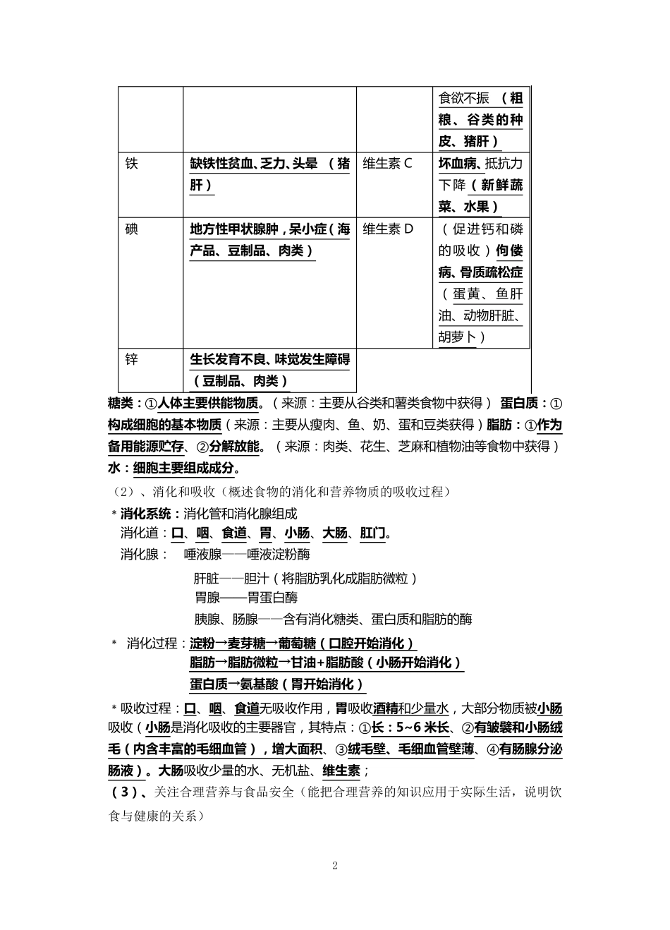 北师大版初中生物中考复习提纲(最详细版本)_第2页