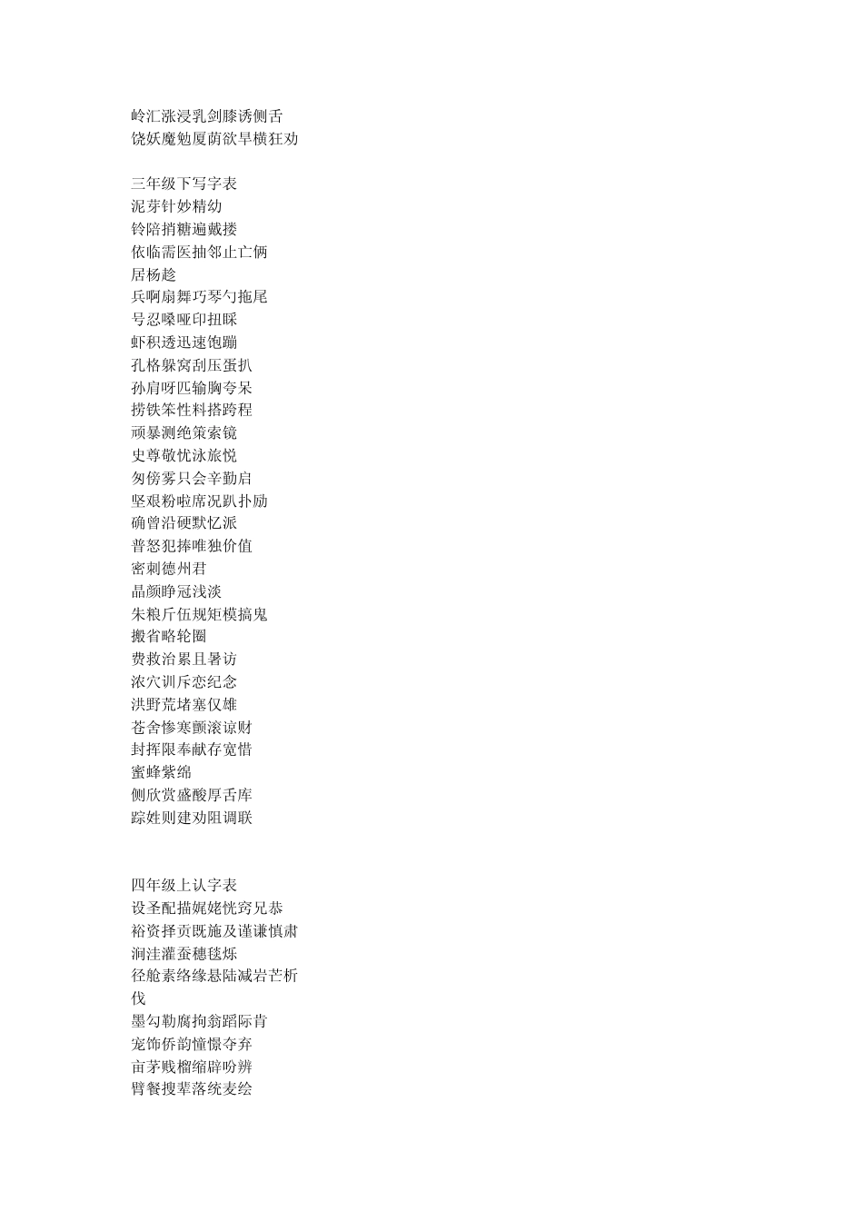 北师大版小学三四年级语文认字表和生字表_第3页