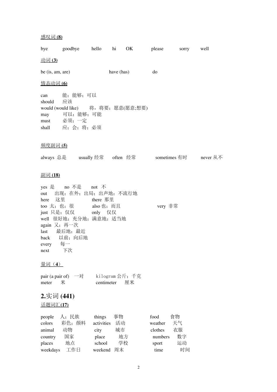 北师大版小学英语(三起)总复习词汇梳理_第2页