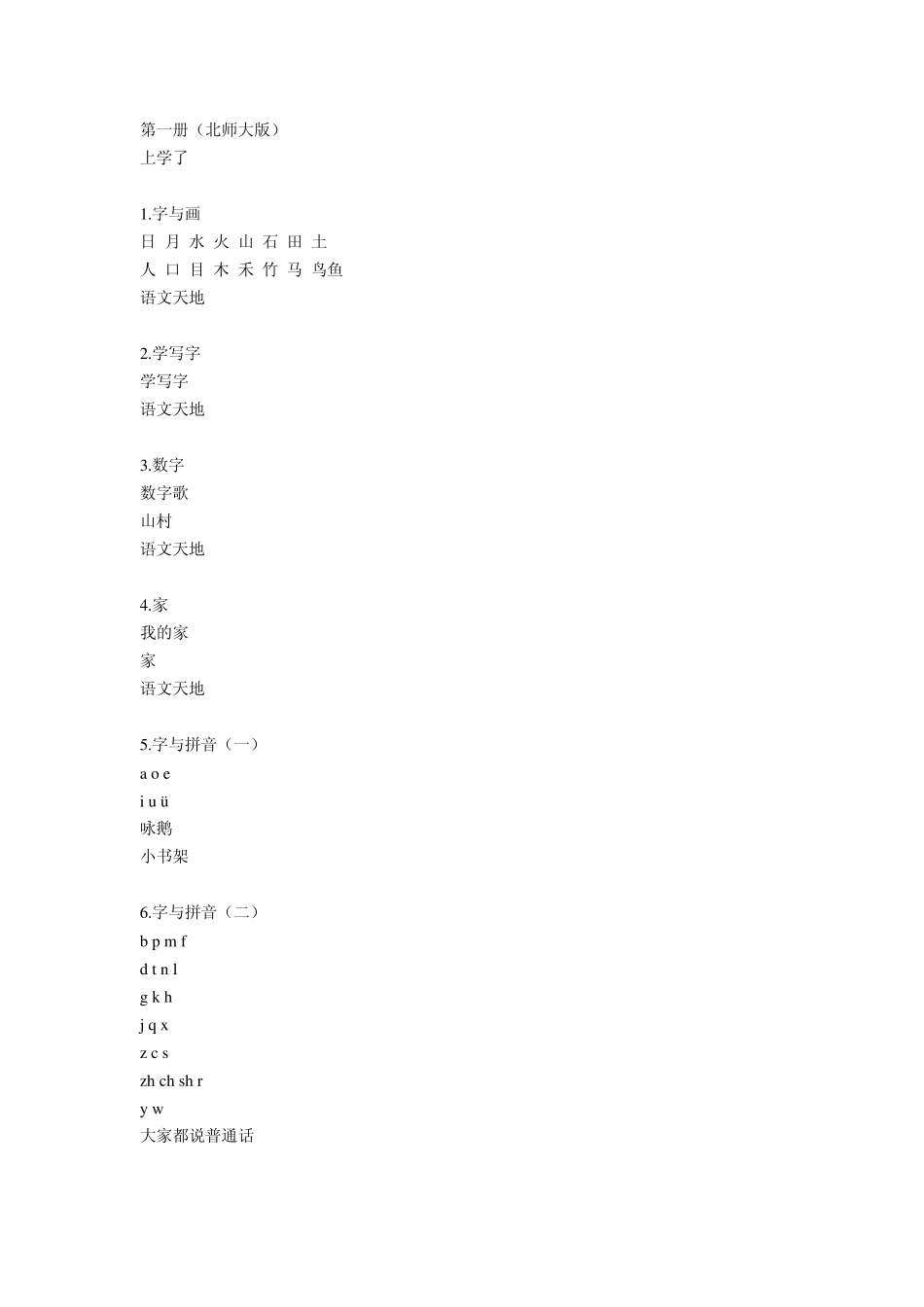 北师大版小学语文教材目录_第1页