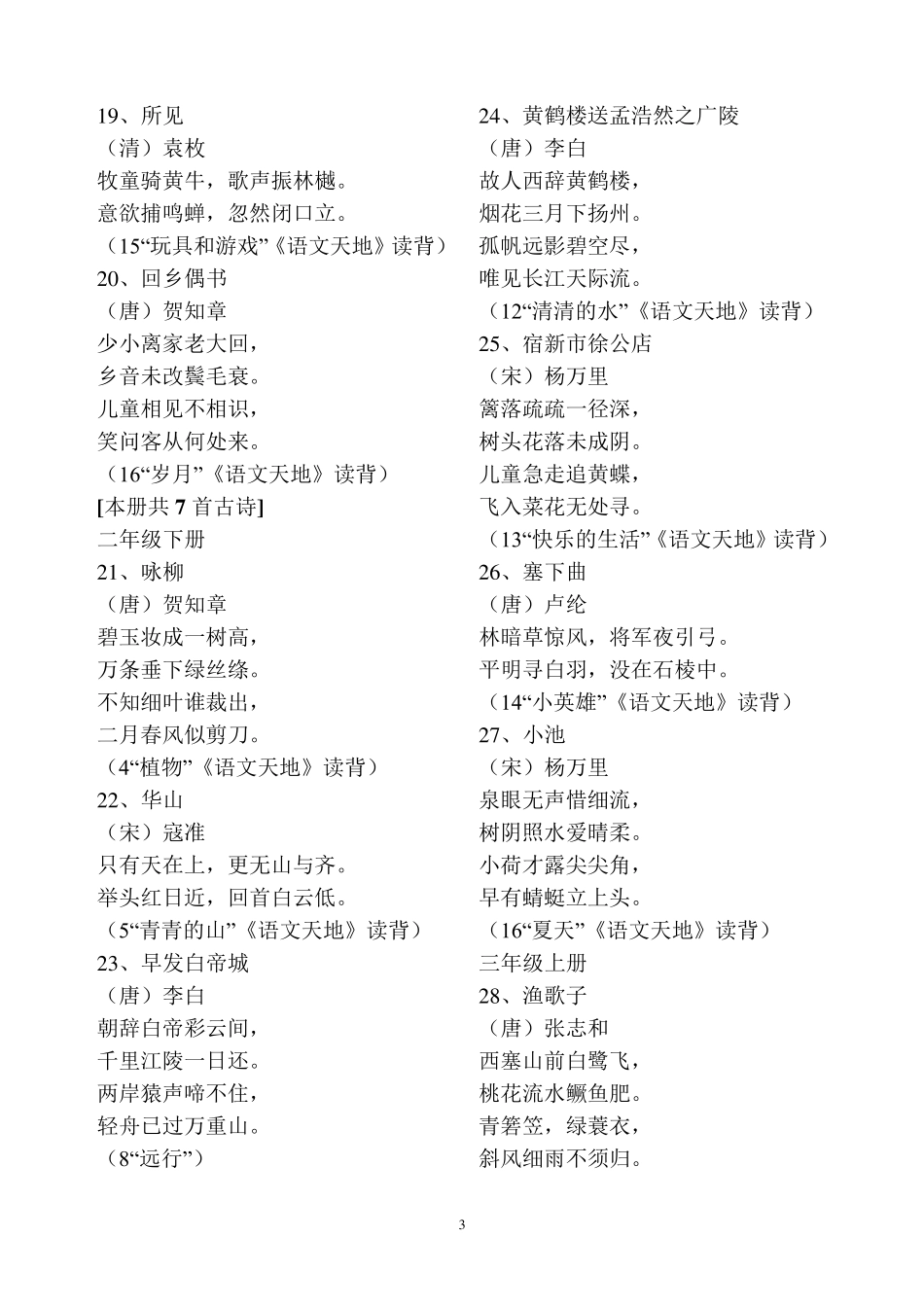 北师大版教材一至六年级古诗_第3页