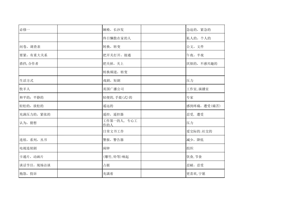 北师大版高中英语必修一单词表(默写版)_第1页