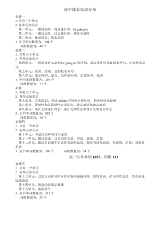 北师大版高中英语知识概要与语法总结(必修18)