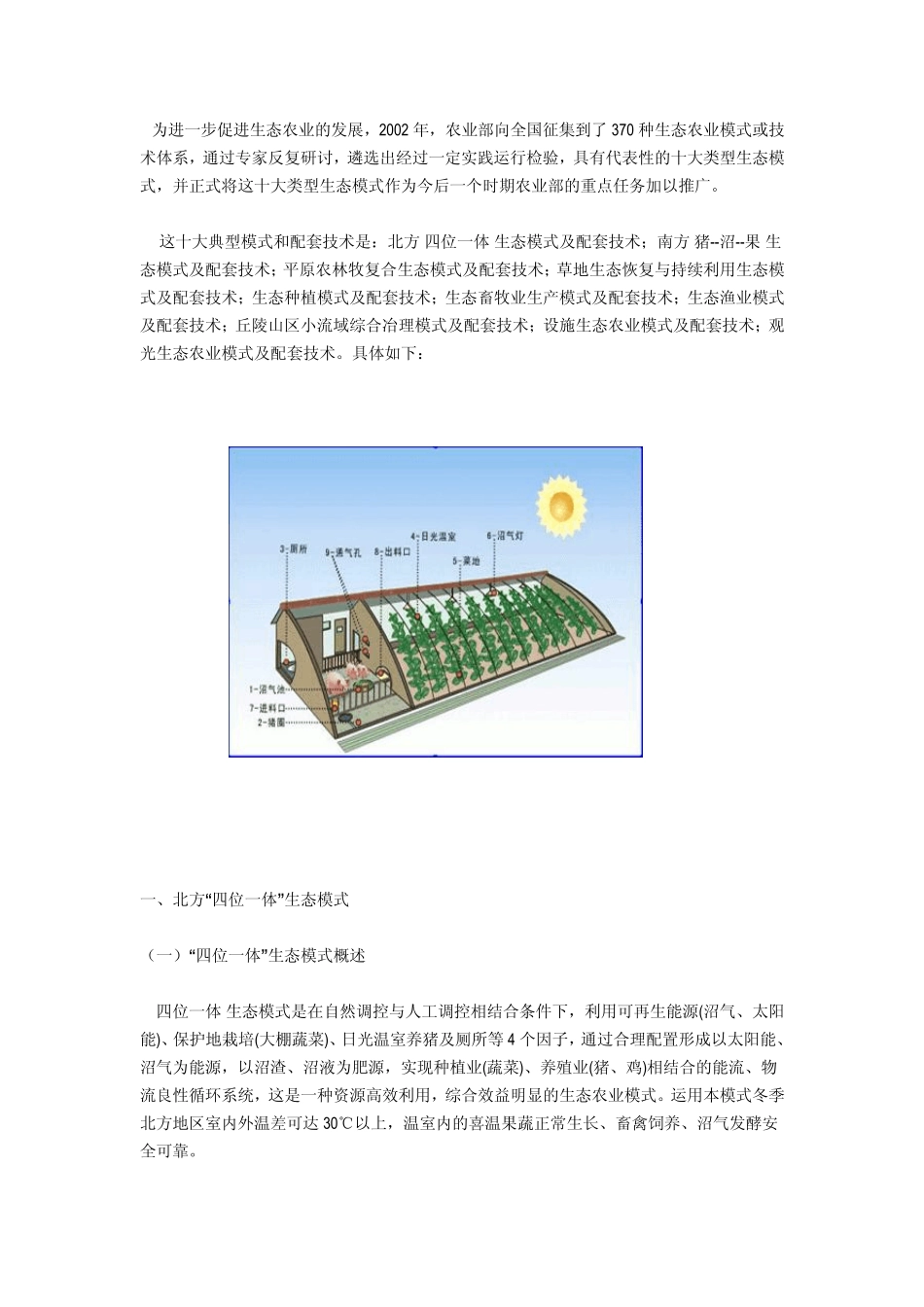 北方“四位一体”生态模式及配套技术_第1页