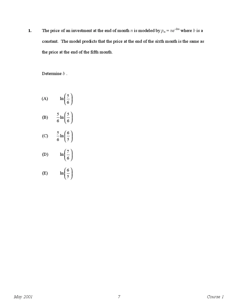 北美精算师(SOA)考试P2001年真题_第2页
