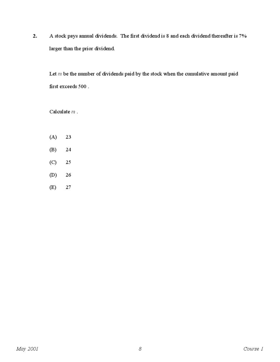 北美精算师(SOA)考试P2001年真题_第3页