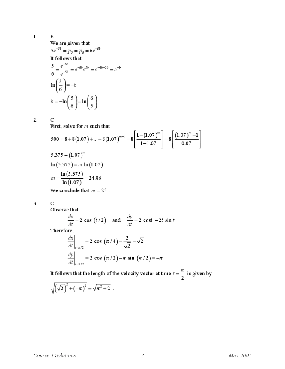 北美精算师(SOA)考试P2001年真题和注解_第2页