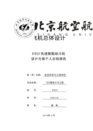 北航飞机总体设计个人总结报告