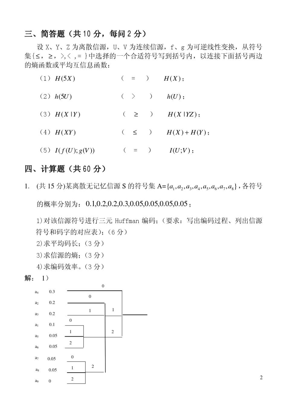 北邮信息论2008学年试题_第2页