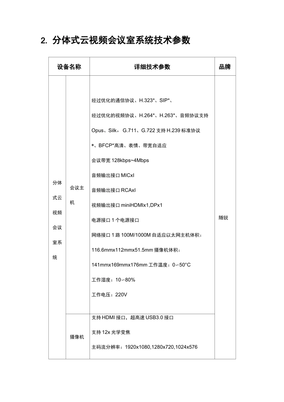 视频通信云会议系统技术要求产品技术参数-含小T_第2页