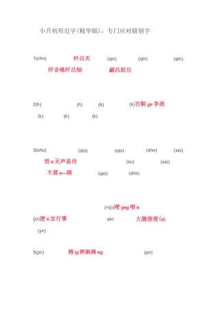 小升初形近字
