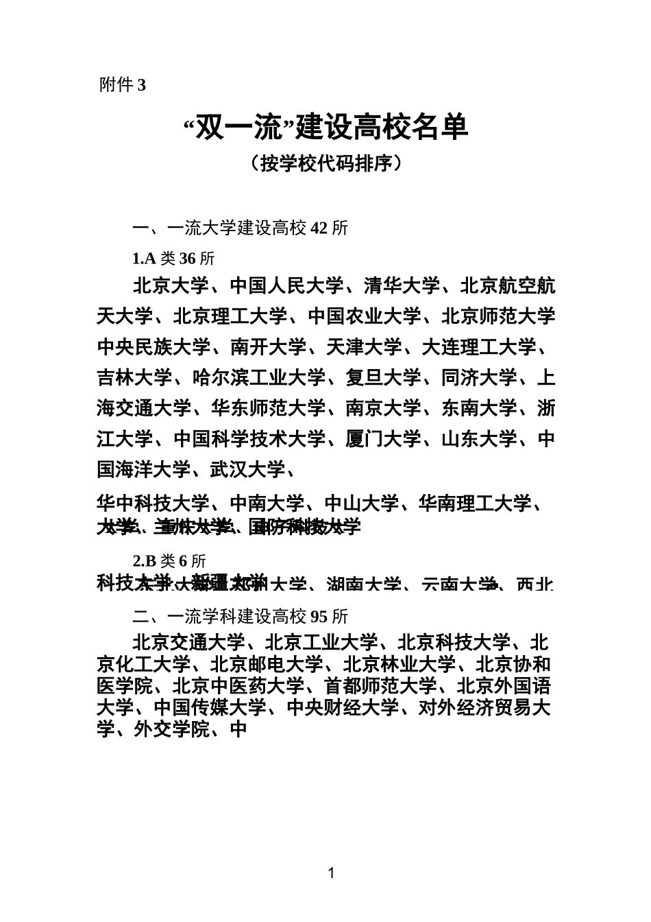 双一流大学一流学科名单_第1页