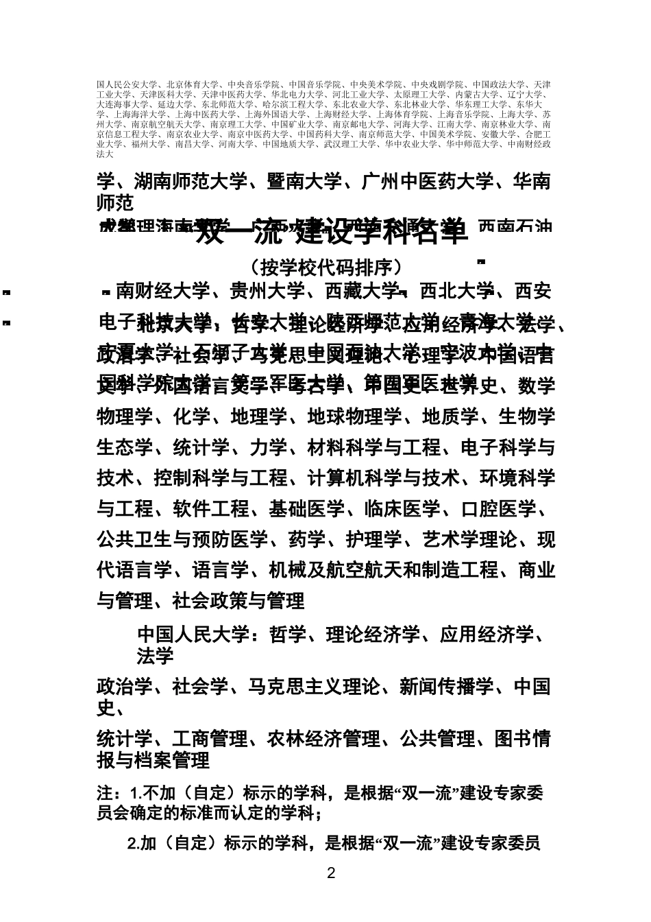 双一流大学一流学科名单_第2页