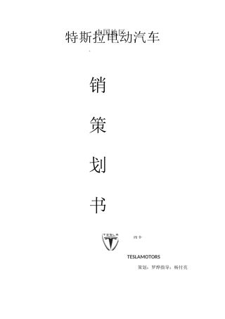 《特斯拉电动汽车市场营销策划书》