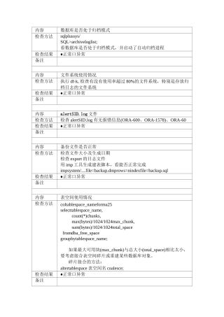 数据库日常检查