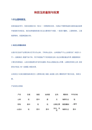 和田玉的鉴别与玩赏