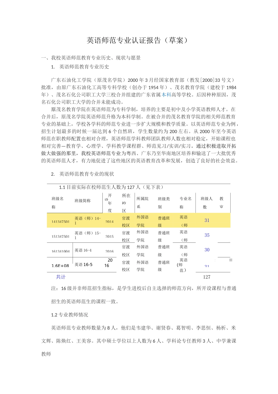 英语师范专业认证报告_第1页