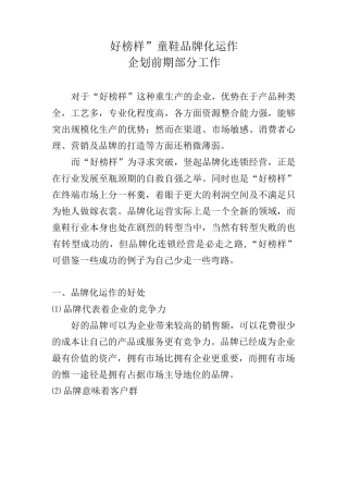 童鞋品牌化运作企划前期工作