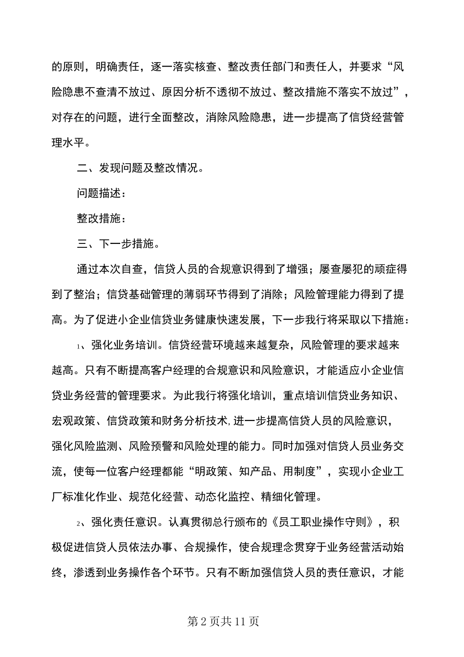 信贷业务风险自查报告(多篇范文)_第2页