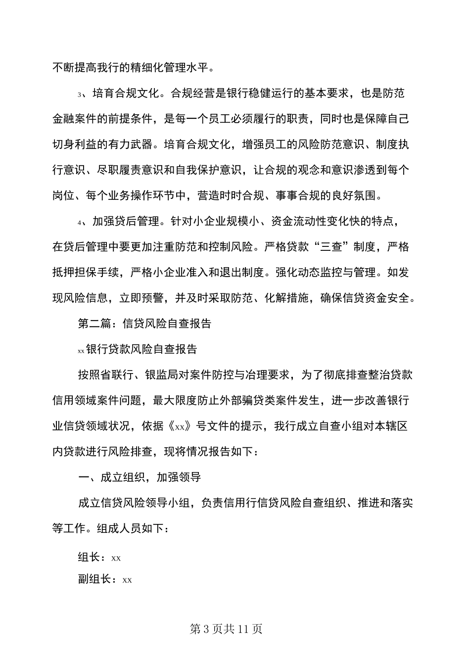 信贷业务风险自查报告(多篇范文)_第3页