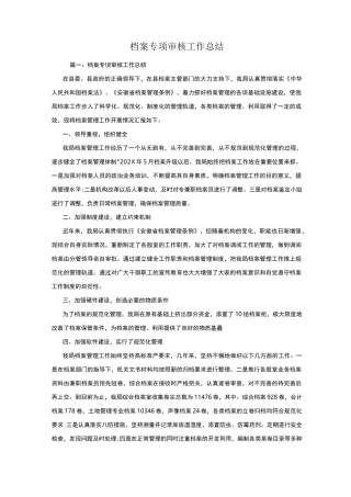 档案专项审核工作总结