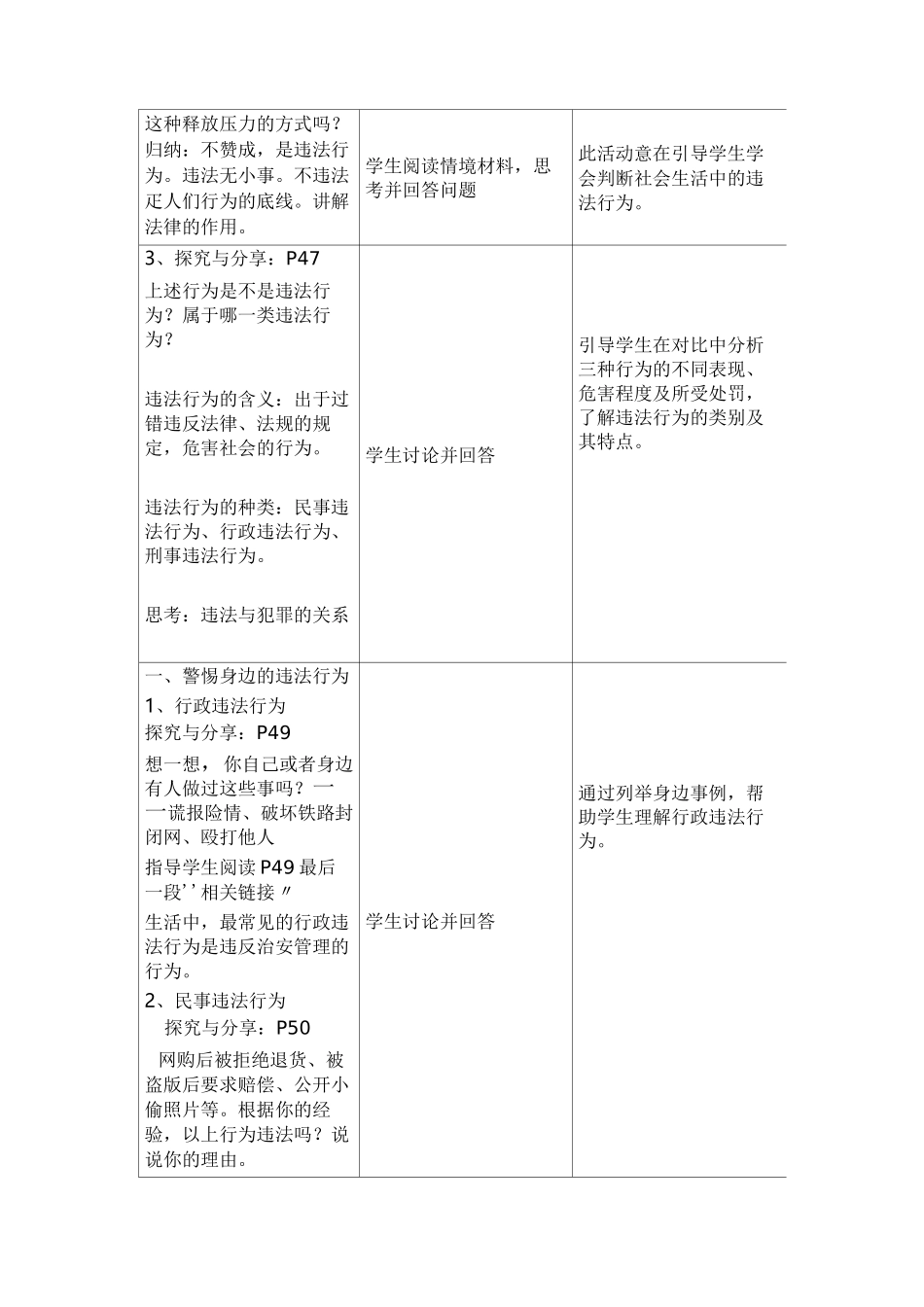 人教版道德与法治八年级上册 第五课  做守法的公民  教案_第3页