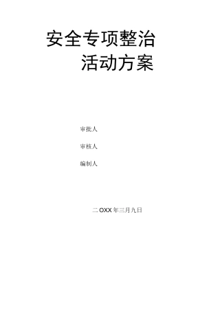 项目安全生产专项整治活动方案
