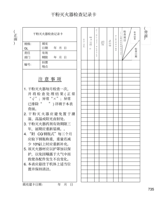 灭火器点检表