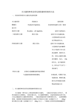 灭火器的种类常见消防器材的使用方法