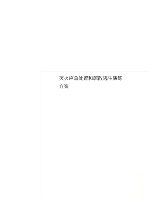 灭火应急处置和疏散逃生演练方案