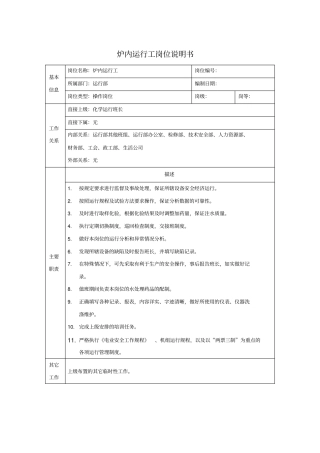 炉内运行工岗位说明书