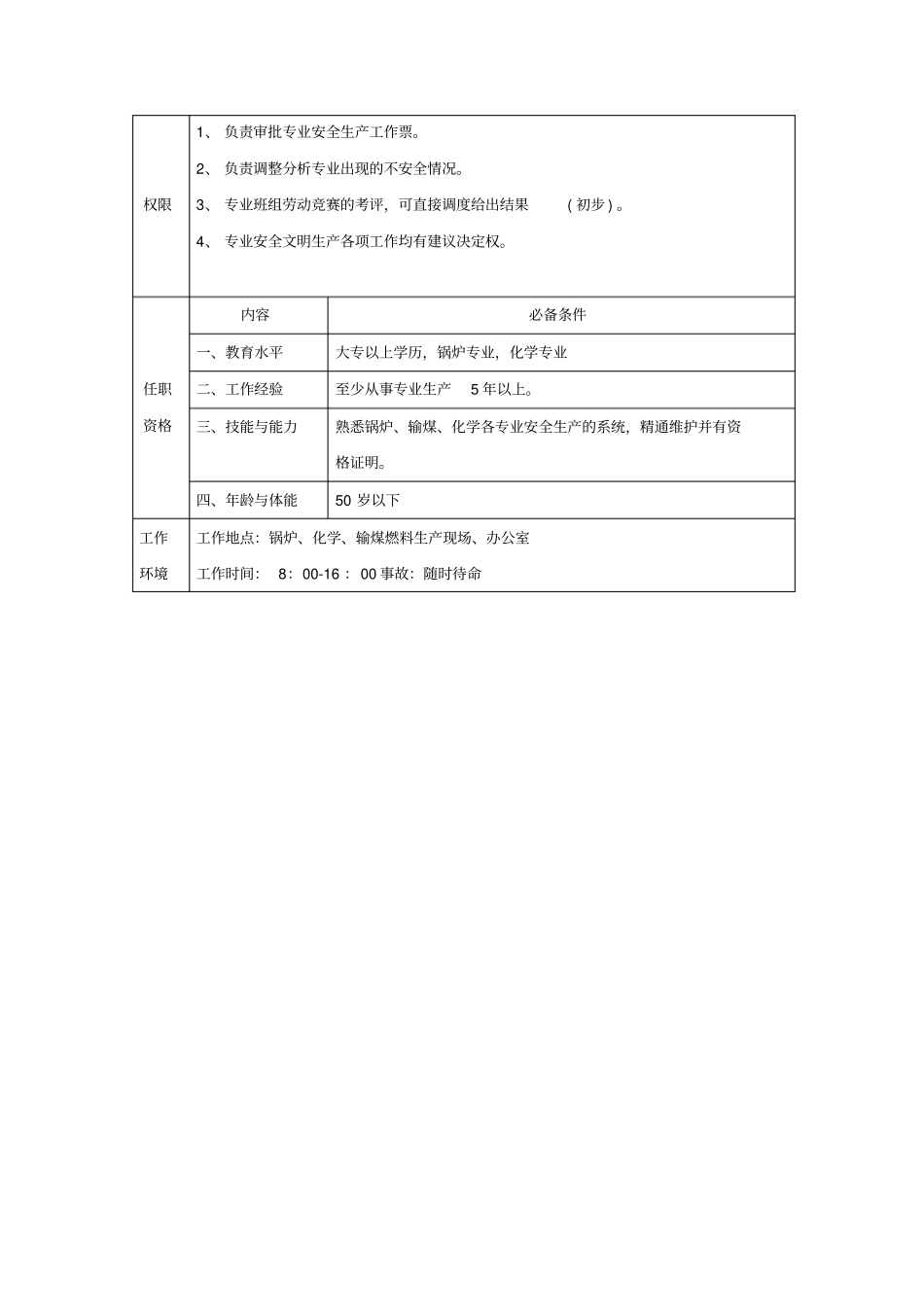 炉化班班组技术员岗位说明书_第2页