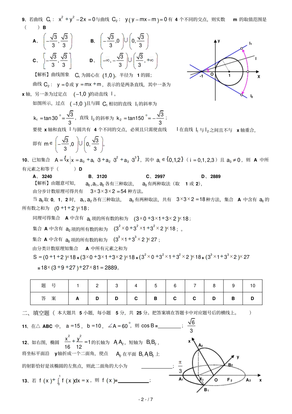 炎德英才大联考_师大附中届高三考试卷一理科数学_第2页