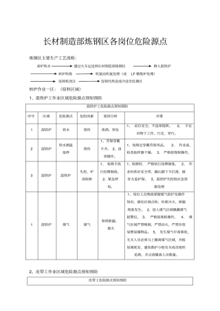 炼钢区各区域危险源点