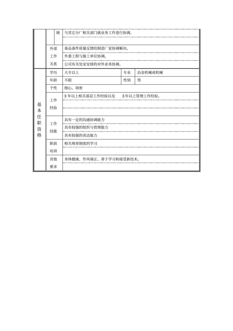 炼钢厂机动科科长职位说明书_第2页