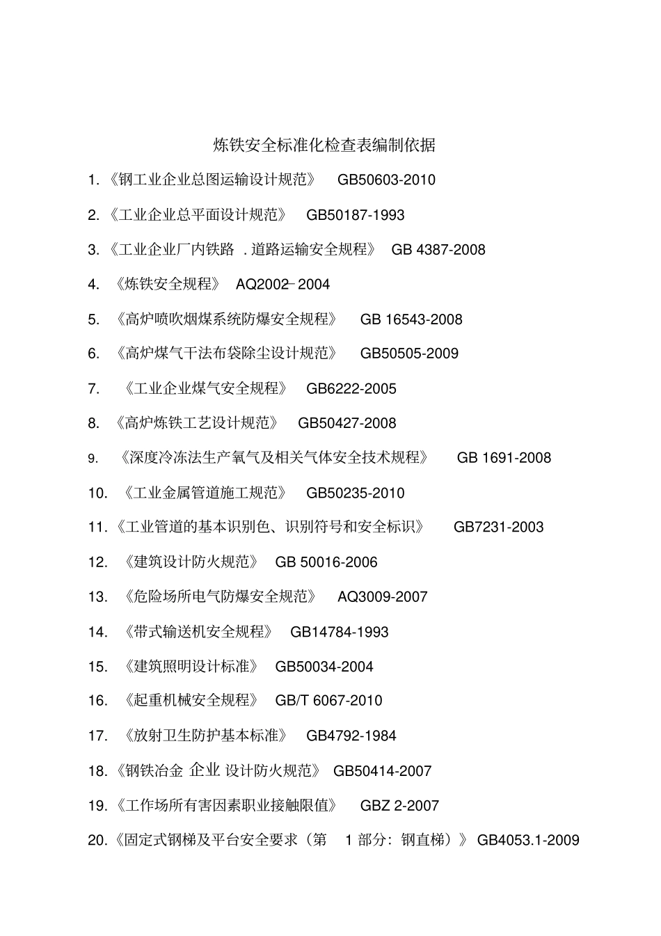 炼铁安全标准化检查表_第2页