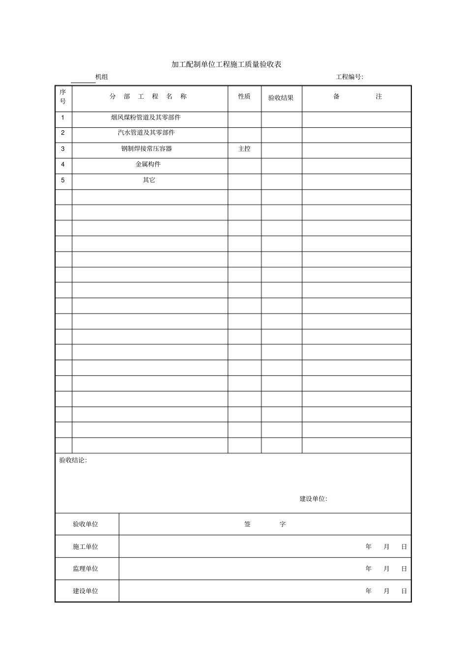 烟风煤粉管道及其零部件分部工程验收表格_第2页