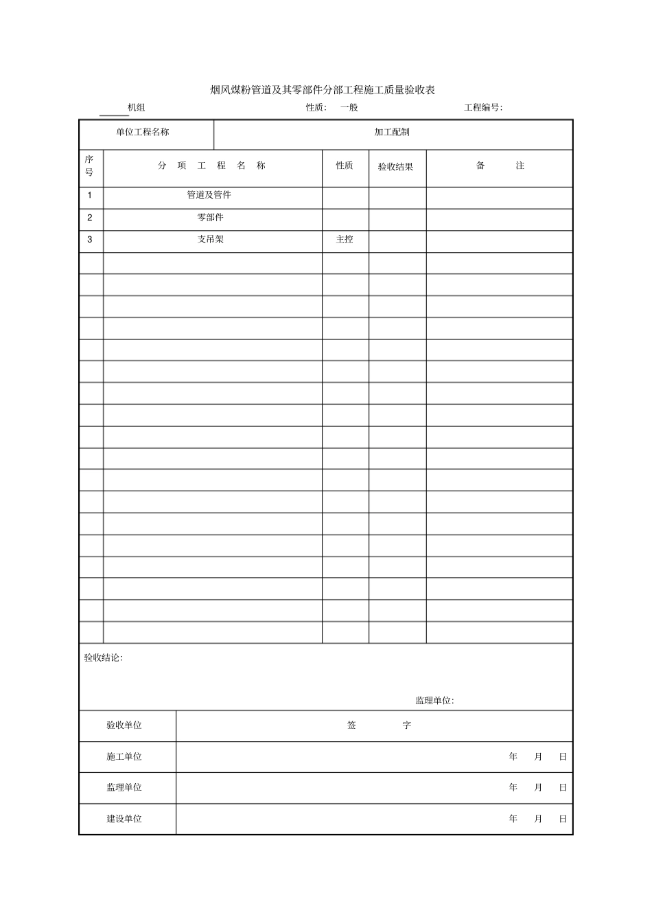 烟风煤粉管道及其零部件分部工程验收表格_第3页