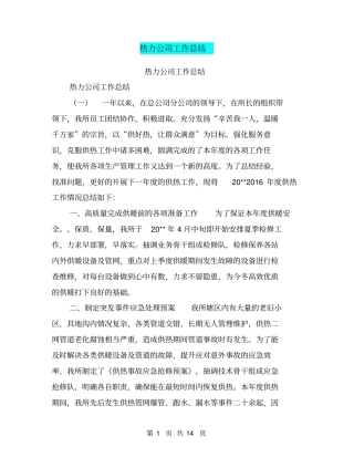 热力公司工作总结【可编辑版】