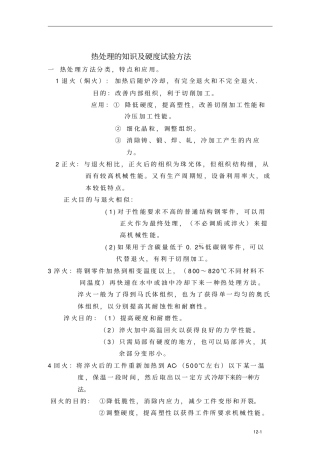 热处理的知识及硬度试验方法