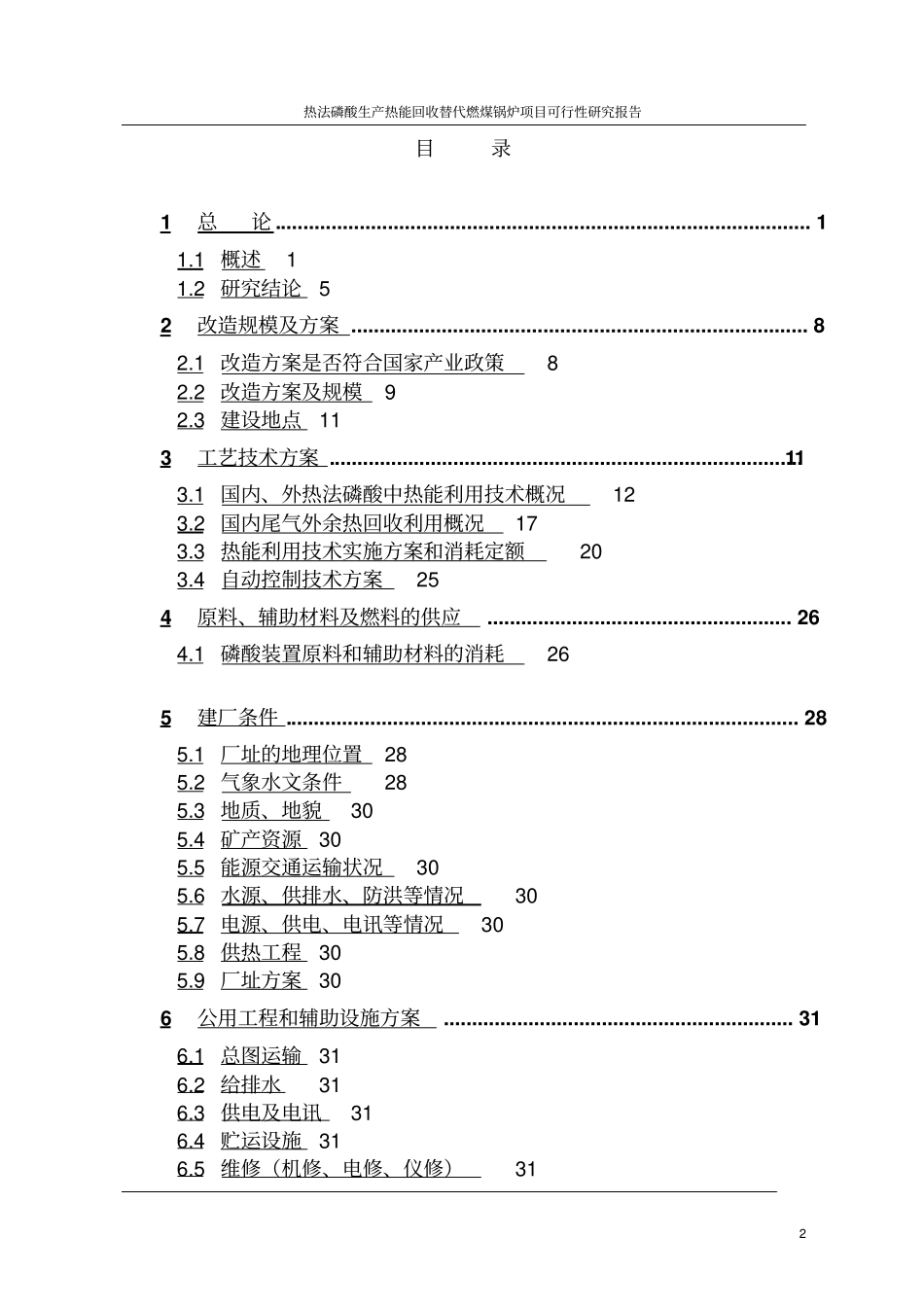热法磷酸生产热能回收替代燃煤锅炉项目可行性研究报告_第2页