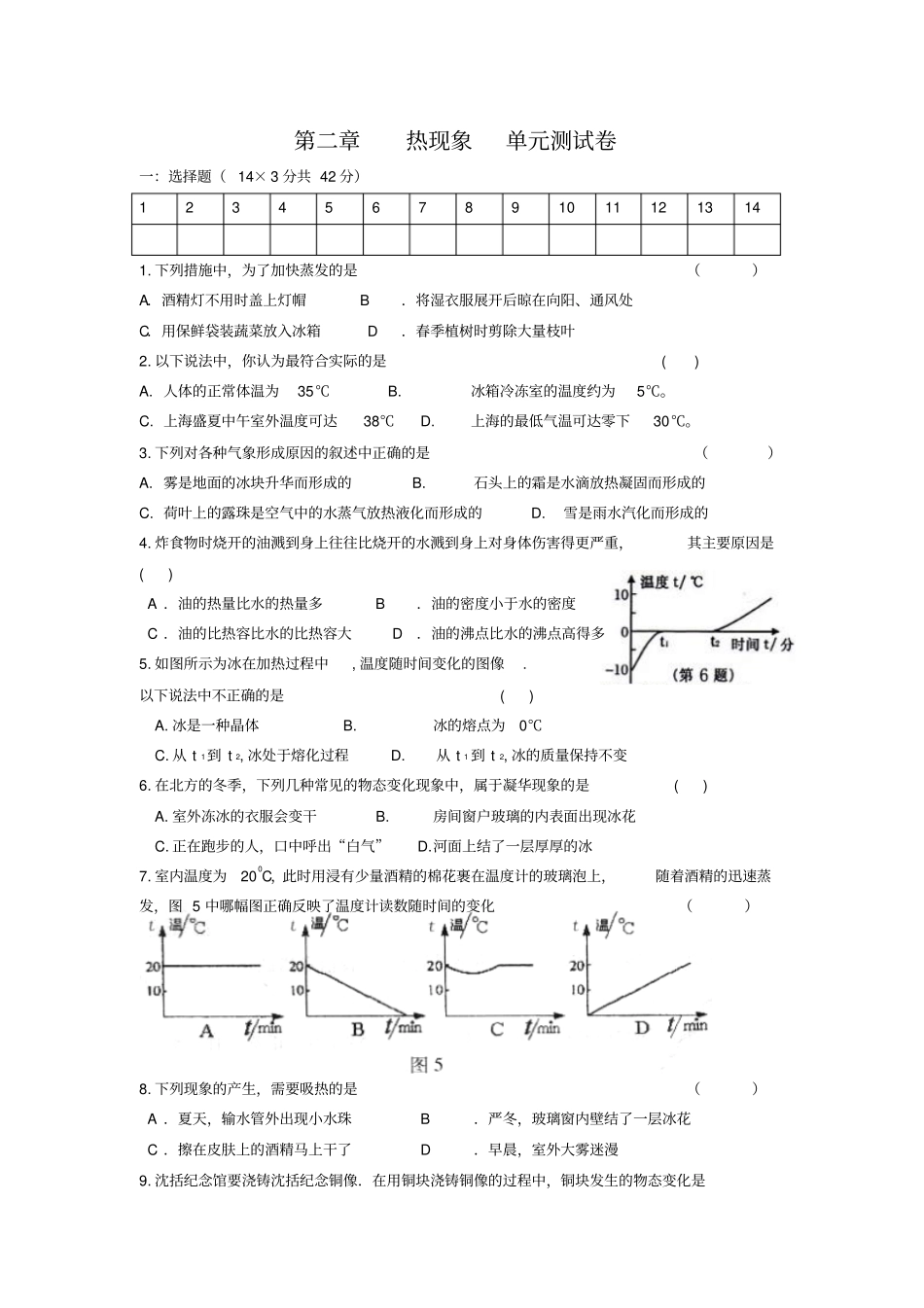 热现象复习题及答案_第1页